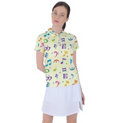 Seamless Pattern Musical Note Doodle Symbol Women s Polo T-shirt