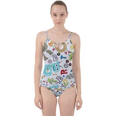 Seamless Pattern Vector With Funny Robots Cartoon Cut Out Top Tankini Set