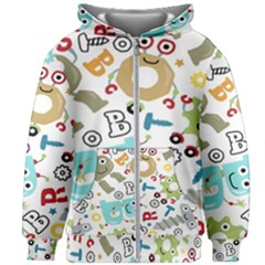 Seamless Pattern Vector With Funny Robots Cartoon Kids  Zipper Hoodie Without Drawstring