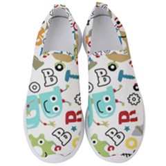 Seamless Pattern Vector With Funny Robots Cartoon Men s Slip On Sneakers
