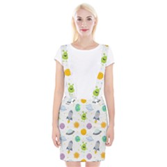 Seamless Pattern Cartoon Space Planets Isolated White Background Braces Suspender Skirt