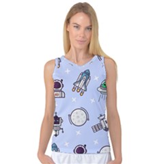 Seamless Pattern With Space Theme Women s Basketball Tank Top