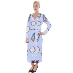 Seamless Pattern With Space Theme Velvet Maxi Wrap Dress by Hannah976