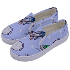 Seamless Pattern With Space Theme Kids  Canvas Slip Ons