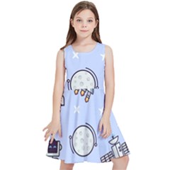 Seamless Pattern With Space Theme Kids  Skater Dress