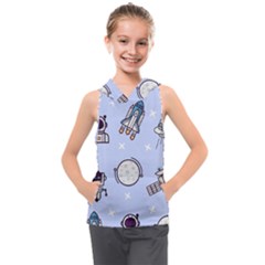 Seamless Pattern With Space Theme Kids  Sleeveless Hoodie by Hannah976