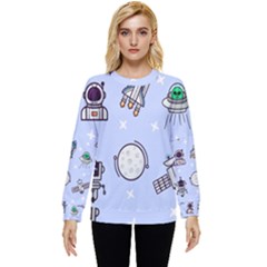 Seamless Pattern With Space Theme Hidden Pocket Sweatshirt