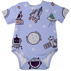 Seamless Pattern With Space Theme Baby Short Sleeve Bodysuit by Hannah976