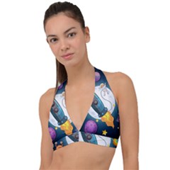 Spaceship Astronaut Space Halter Plunge Bikini Top by Hannah976