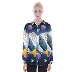 Spaceship Astronaut Space Womens Long Sleeve Shirt