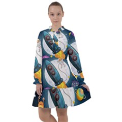 Spaceship Astronaut Space All Frills Chiffon Dress