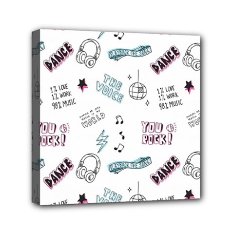 Music Themed Doodle Seamless Background Mini Canvas 6  X 6  (stretched) by Hannah976