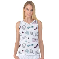 Music Themed Doodle Seamless Background Women s Basketball Tank Top