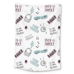 Music Themed Doodle Seamless Background Large Tapestry by Hannah976