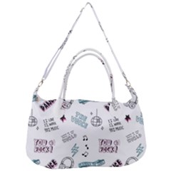 Music Themed Doodle Seamless Background Removable Strap Handbag by Hannah976