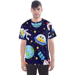 Space Seamless Pattern Illustration Men s Sport Mesh T-Shirt