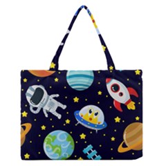 Space Seamless Pattern Illustration Zipper Medium Tote Bag