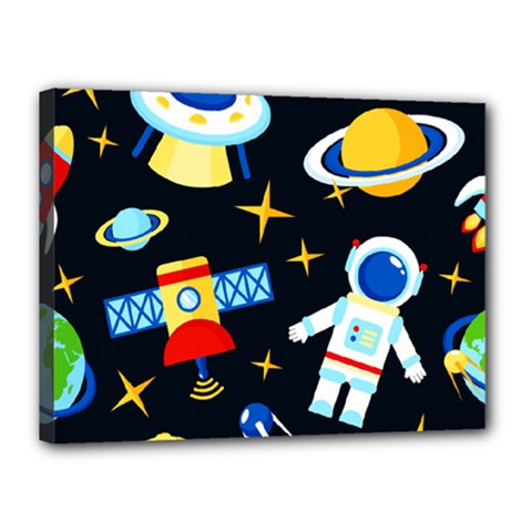 Space Seamless Pattern Cartoon Art Canvas 16  X 12  (stretched)