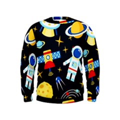 Space Seamless Pattern Cartoon Art Kids  Sweatshirt