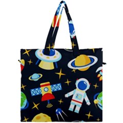 Space Seamless Pattern Cartoon Art Canvas Travel Bag