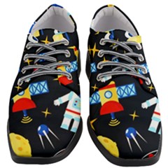 Space Seamless Pattern Cartoon Art Women Heeled Oxford Shoes