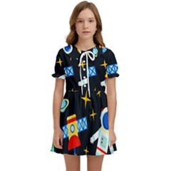 Space Seamless Pattern Cartoon Art Kids  Sweet Collar Dress by Hannah976