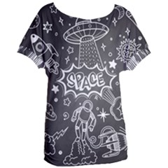 Vector Flat Space Design Background With Text Women s Oversized T-shirt
