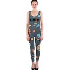 Space Seamless Pattern Art One Piece Catsuit