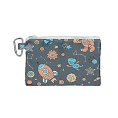 Space Seamless Pattern Art Canvas Cosmetic Bag (small)