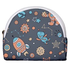 Space Seamless Pattern Art Horseshoe Style Canvas Pouch