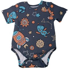 Space Seamless Pattern Art Baby Short Sleeve Bodysuit by Hannah976