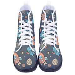Space Seamless Pattern Art Men s High-Top Canvas Sneakers