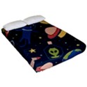 Seamless Pattern With Funny Aliens Cat Galaxy Fitted Sheet (California King Size) View2