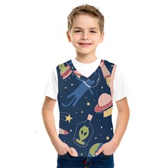 Seamless Pattern With Funny Aliens Cat Galaxy Kids  Basketball Tank Top by Hannah976