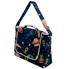 Seamless Pattern With Funny Aliens Cat Galaxy Box Up Messenger Bag by Hannah976