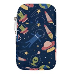 Seamless Pattern With Funny Aliens Cat Galaxy Waist Pouch (large) by Hannah976