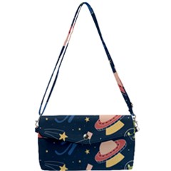 Seamless Pattern With Funny Aliens Cat Galaxy Removable Strap Clutch Bag by Hannah976