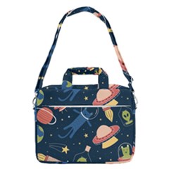 Seamless Pattern With Funny Aliens Cat Galaxy Macbook Pro 16  Shoulder Laptop Bag by Hannah976