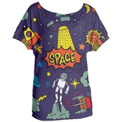 Vector Flat Space Design Background Women s Oversized T-shirt