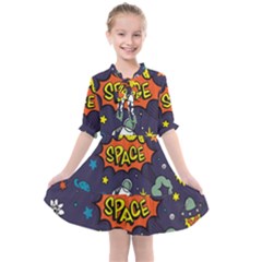 Vector Flat Space Design Background Kids  All Frills Chiffon Dress by Hannah976