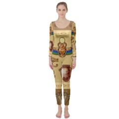 Egypt Horizontal Illustration Long Sleeve Catsuit