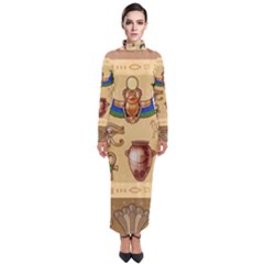 Egypt Horizontal Illustration Turtleneck Maxi Dress