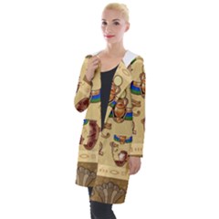 Egypt Horizontal Illustration Hooded Pocket Cardigan