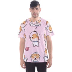 Set Kawaii Smile Japanese Dog Akita Inu Cartoon Men s Sport Mesh T-Shirt