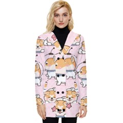 Set Kawaii Smile Japanese Dog Akita Inu Cartoon Button Up Hooded Coat  by Hannah976