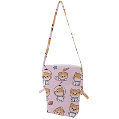 Set Kawaii Smile Japanese Dog Akita Inu Cartoon Folding Shoulder Bag by Hannah976