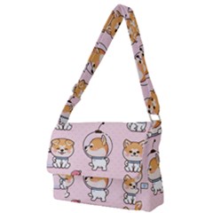 Set Kawaii Smile Japanese Dog Akita Inu Cartoon Full Print Messenger Bag (l) by Hannah976