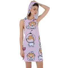 Set Kawaii Smile Japanese Dog Akita Inu Cartoon Racer Back Hoodie Dress by Hannah976