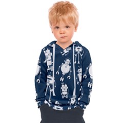 White Robot Blue Seamless Pattern Kids  Overhead Hoodie by Hannah976