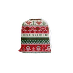 Ugly Sweater Merry Christmas  Drawstring Pouch (small) by artworkshop